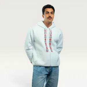 Ramallah Hand-Embroidered Zip-Up Jacket with Size Options