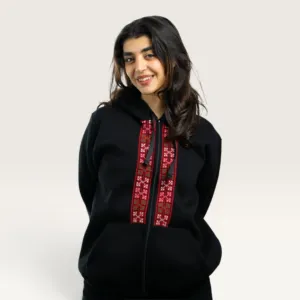 Fenjan al Khalil Hand-Embroidered Zip-Up Jacket with Size Options