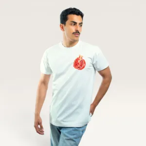 Rumman White Men's Hand-Embroidered Heritage T-Shirt (Available In Sizes)
