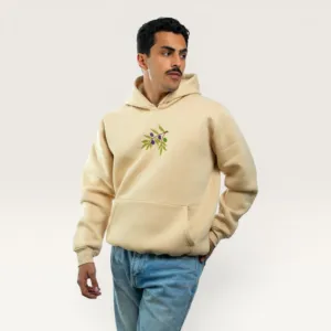Nabali Olive Hand-Embroidered Hoodie with Size Options Heritage Design