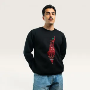 Falastin Hand-Embroidered Sweatshirt with Size Options Heritage Design