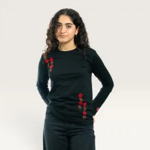 Balat Tiles Hand-Embroidered Long Sleeve T-Shirt with Size Options