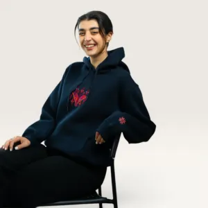 Qiladet Ghazzeh Navy Gaza’s Necklace Embroidered Hoodie Size Options