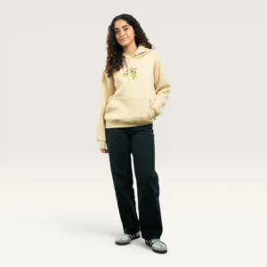 Nabali Olive Hand-Embroidered Hoodie with Size Options Heritage Design