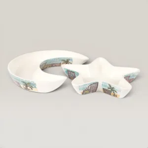Handmade Ceramic Crescent & Star Plate Set for Table and Home Decor