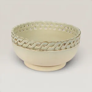 Ceramic Hospitality Bowl with Geometric Cut-Outs and Size Options