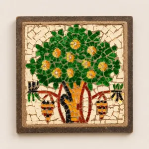 Handcrafted Mosaic Tree Coaster – 10 × 10 cm