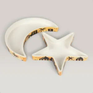 Handmade Ceramic Crescent & Star Plate Set with Custom Size Options
