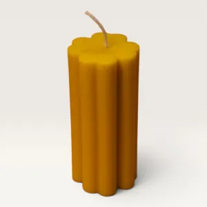 Handmade Striped Candle in Yellow – 125 g for Home Décor and Gifting