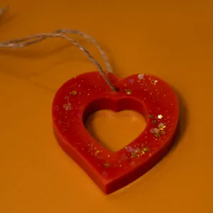 Handmade Open Heart Hanging Scented Freshener in Red