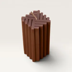 Handmade Cross Weave Geometric Candle in Brown – 110 g