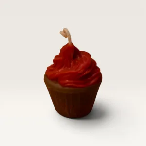 Handmade Cupcake Shaped Novelty Candle in Red – 40 g