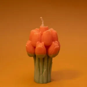 Handmade Tulip Bouquet Candle in Orange – 90 g for Home Décor and Gifting