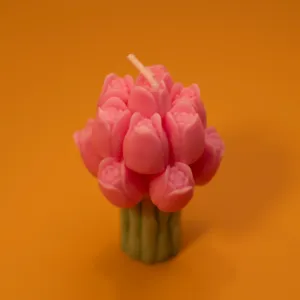 Handmade Tulip Bouquet Candle in Pink – 90 g for Home Décor and Gifting