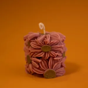 Handmade Floral Bouquet Pillar Candle in Mauve – 150 g