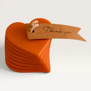 Handmade Layered Heart Candle in Orange – 70 g for Home Décor and Gifting