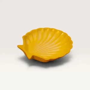 Handmade Yellow Seashell Decorative Plate for Home Styling