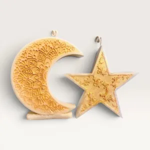 Handmade Celestial Crescent and Star Ramadan Candle – 155 g