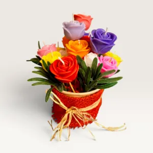 Handmade Colorful Flower Bouquet Candle Arrangement