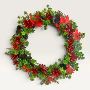 Handcrafted Red and Green Decorative Floral Wreath