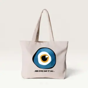 Evil Eye “Her Eyes Say It All” Canvas Tote Bag – 42 x 36 cm
