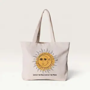 Sun and Moon “Live by the Sun” Canvas Tote Bag – 42 x 36 cm