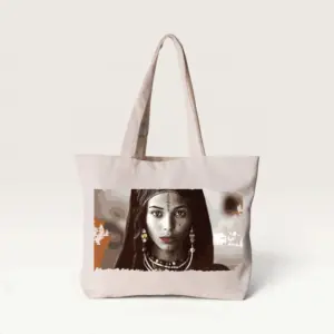 Bedouin Woman Tribal Jewelry Portrait Canvas Tote Bag – 42 x 36 cm