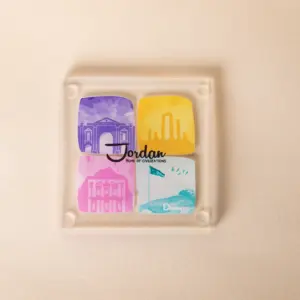 Jordan Landmarks Color-Block Acrylic Coaster – 9 x 9 cm