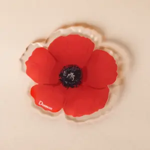 Red Poppy Flower-Shaped Acrylic Coaster – 9 x 9 cm