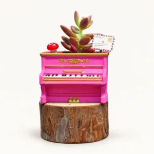 Handmade Pink Upright Piano Gypsum Planter 10–15 cm