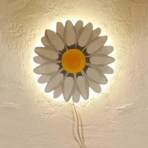 Illuminated Wooden Flower Wall Art with LED Glow 30x30 cm