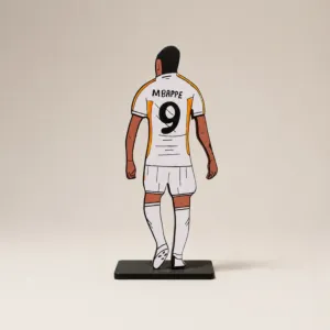 Handcrafted Kylian Mbappé Wooden Football 2D Figure 29x15 cm