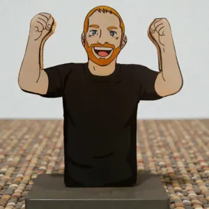 Handcrafted Hans Flick Wooden Football 2D Figure 16x14 cm