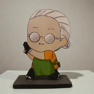 Handcrafted Sakamoto Anime Wooden 2D Figure 15x12 cm