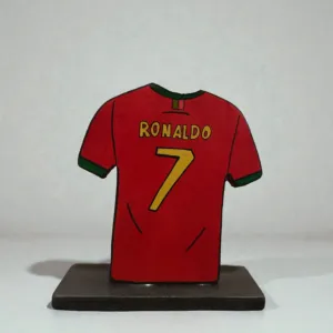 Cristiano Ronaldo Portugal Jersey Wooden Football Figure 13x13 cm