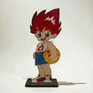 Handcrafted Blazing Shot Anime Wooden 2D Figure 28x12 cm