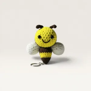 Handmade Yellow Crochet Bee Amigurumi Keychain Bag Charm