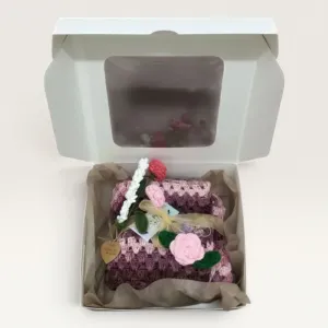 Handmade Pink Gradient Crochet Rectangular Winter Scarf