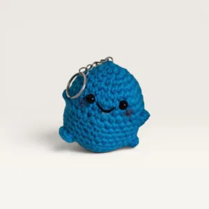 Handmade Turquoise Crochet Ghost Amigurumi Keychain Charm