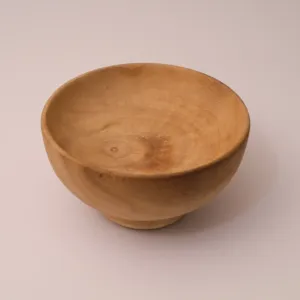 Classic Round Paulownia Wood Bowl in Natural Finish
