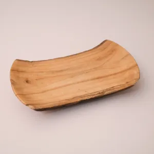 Curved Paulownia Wood Serving Tray in Natural Finish