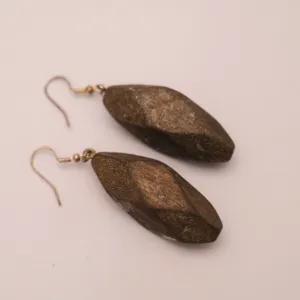 Dark Brown Leaf Kamalika Wood Earrings with Deep Finish