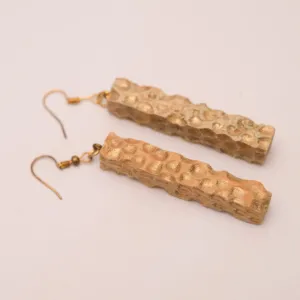 Light Bark Texture Wood Earrings with Rustic Surface