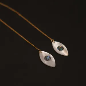 Mother-of-Pearl and Abalone Earrings Hand-Carved Pair