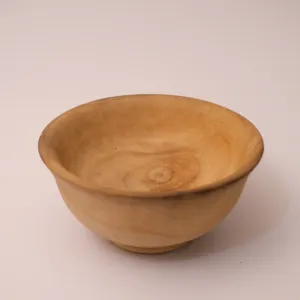 Round Paulownia Wood Bowl with Smooth Natural Finish