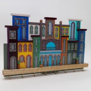 Handmade Wooden Eastern Architecture Wall Key Holder