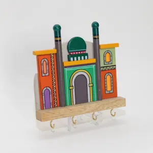 Wooden Green Dome Islamic Landmark Wall Key Holder - 15 x 15 cm