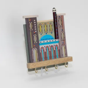Wooden Mosque and Islamic Arches Wall Key Holder - 16 x 13 cm