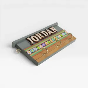 Personalized Wooden Jordan City Wall Key Holder - 12 x 6 cm