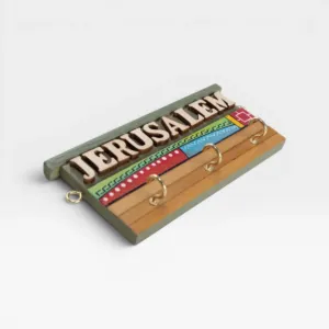 Personalized Wooden Jerusalem City Wall Key Holder - 12 x 6 cm